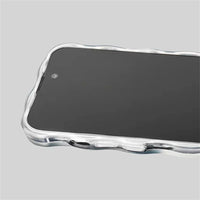 Sophisticated Silver Wave Border Silicone Case for iPhone 15 Series