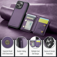 2-in-1 Magnetic Leather Case with Detachable Card Slot for iPhone 15 Series