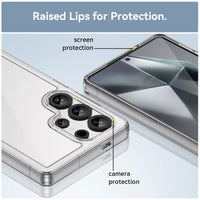 Clear Hard PC Back & Soft TPU Bumper Case with Camera Lens Protection for Samsung Galaxy S25 Series