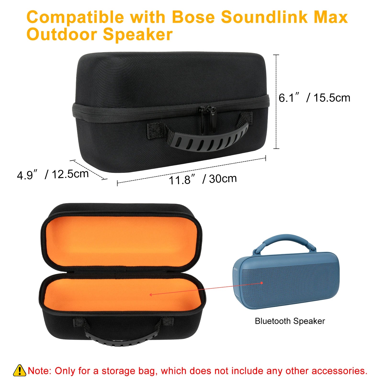 Hard EVA Travel Case for Bose Soundlink Max Wireless Speaker