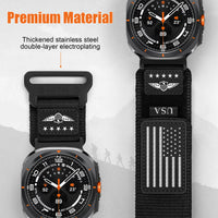 US Flag Rugged Nylon Sport Strap for Samsung Galaxy Watch Ultra