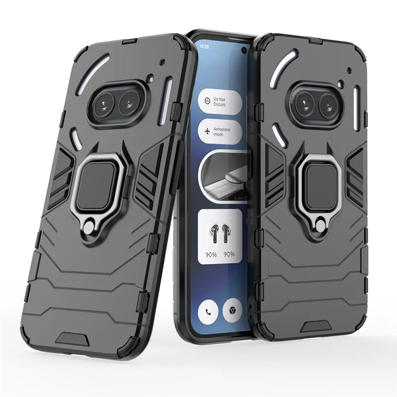 Rugged Armor Shockproof Case with Magnetic Metal Ring Holder for Nothing Phone 2a