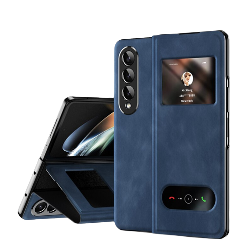 Nappa Stripe and Lychee Pattern Case for Samsung Galaxy Z Fold 4