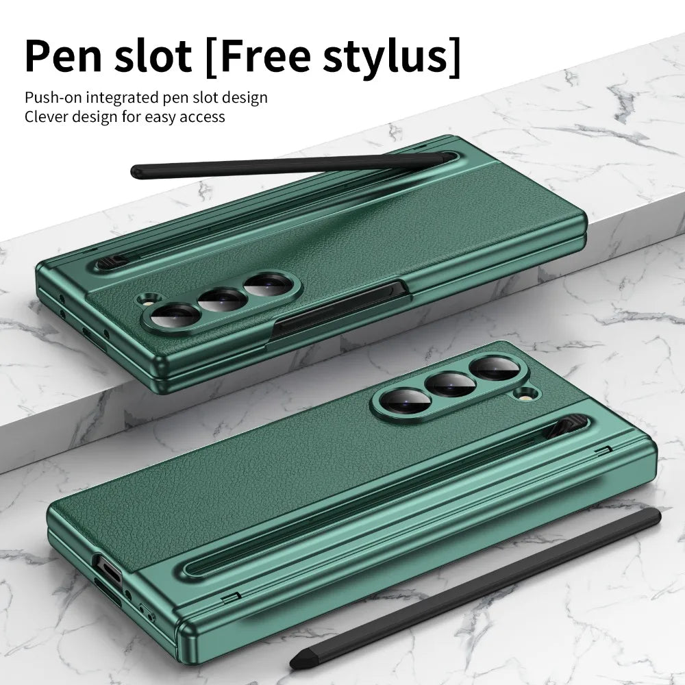 Leather Shockproof Phone Case with Pen Slot for Samsung Galaxy Z Fold 6