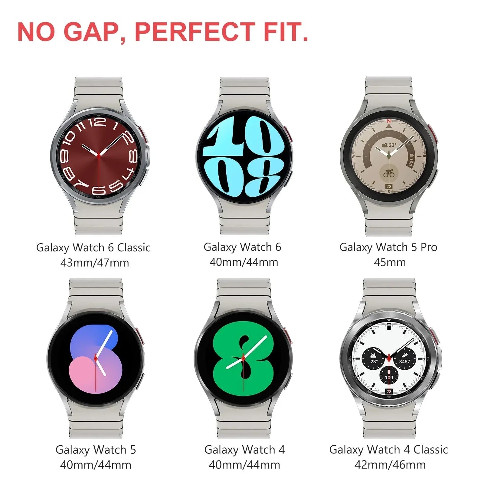 Stainless Steel No-Gaps Magnetic Band for Samsung Galaxy Watch 6 and Galaxy Watch 6 Classic