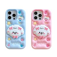 Cute Puppy Dog Folding Stand Holder Case for iPhone 15 – Adorable Protection