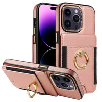 iPhone 16 Series Leather Wallet Case with Ring Holder and Vertical Card Holder