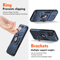 Shockproof Rotating Stand Phone Case with Lens Sliding Window for iPhone 15 Series