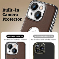 Electroplated Mech Leather Pattern Bumper Case for iPhone 15 Series