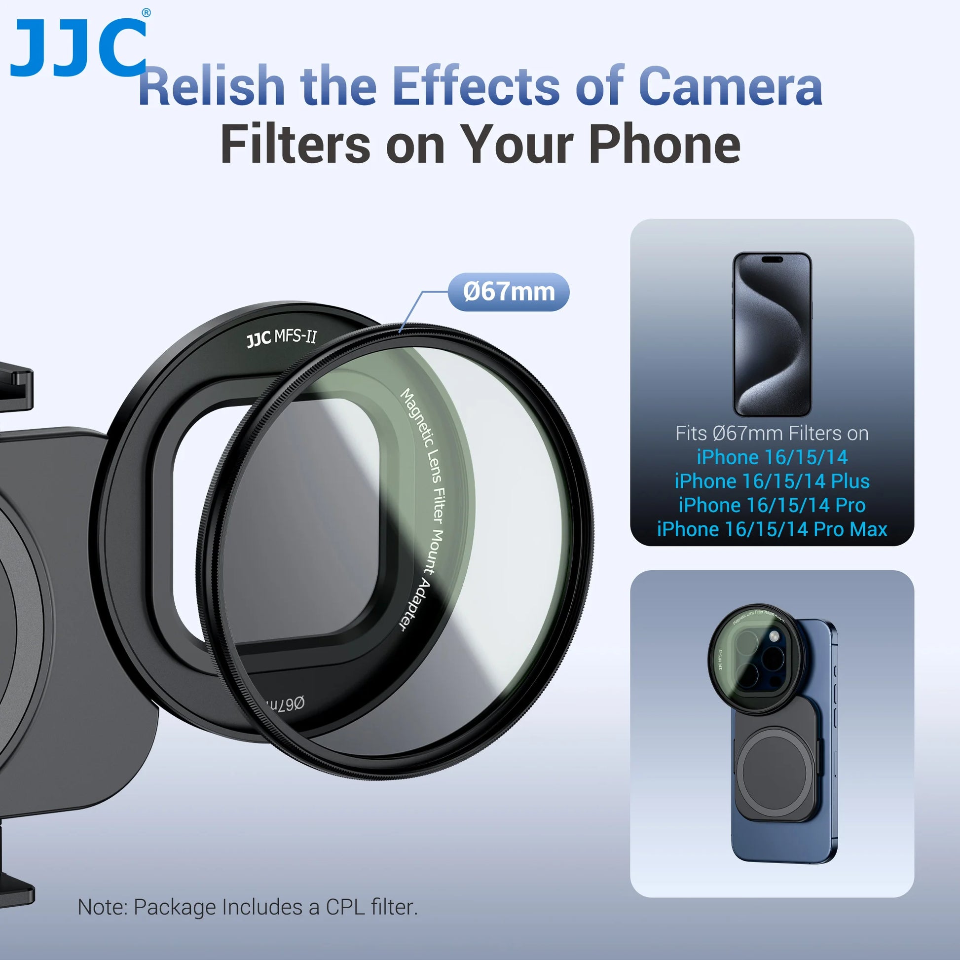 JJC 67mm Magnetic CPL Filter Adapter Kit for iPhone