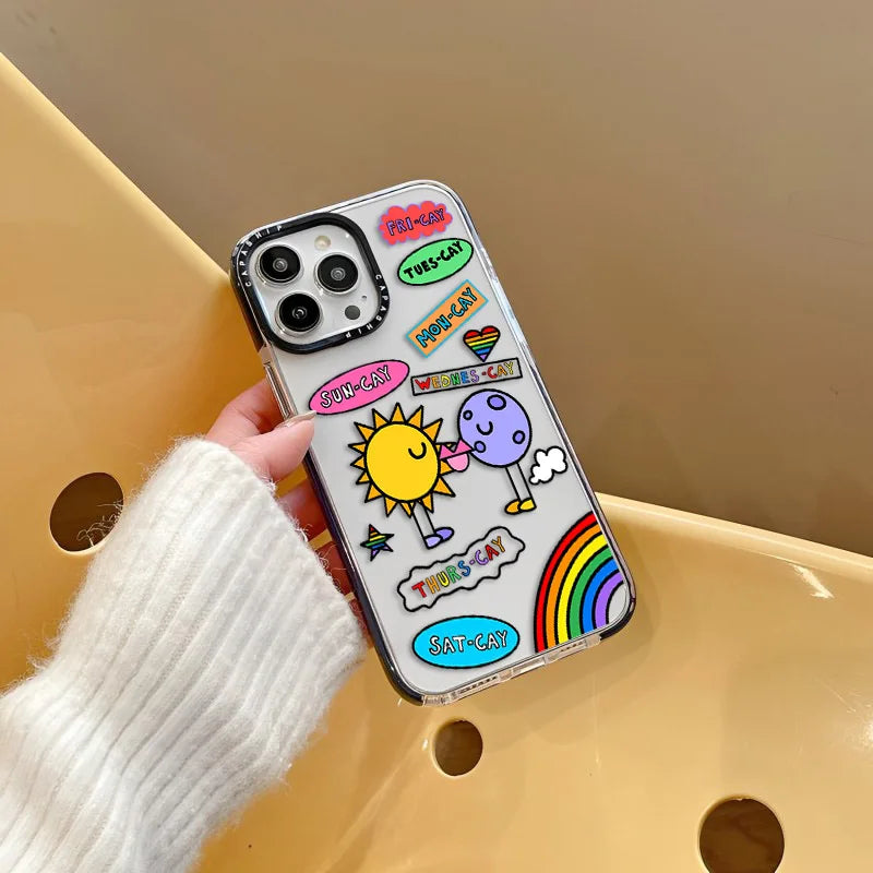 Art Rainbow Colored Soft TPU Shockproof Back Case for iPhone 16 Series