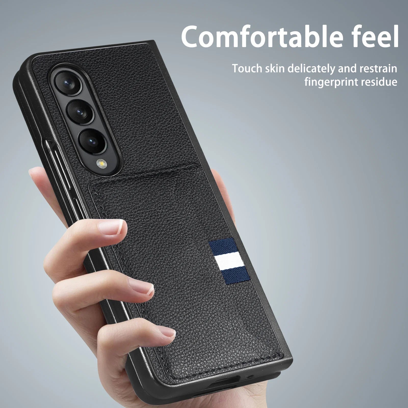 Anti-Drop Leather Slim Case with Card Pocket for Samsung Galaxy Z Fold 5