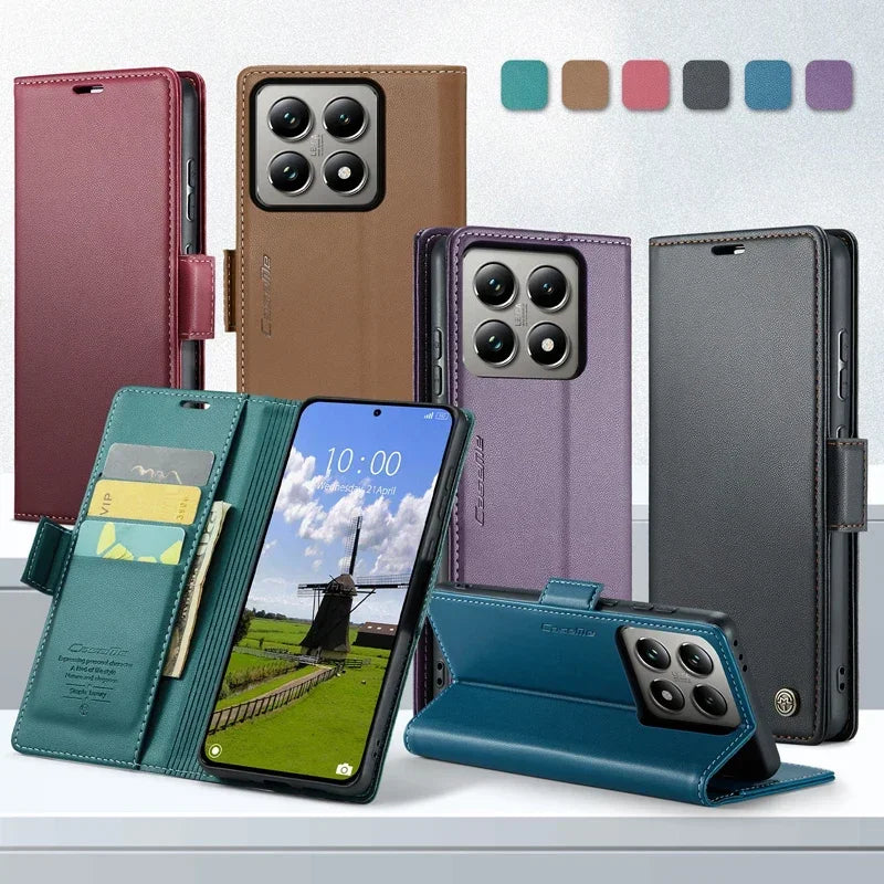 Retro Magnetic Leather Wallet Case for Xiaomi 14T Series