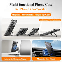 Frameless 360° Rotating Aluminum Phone Case with Bat Design  for iPhone 16 Pro and Pro Max