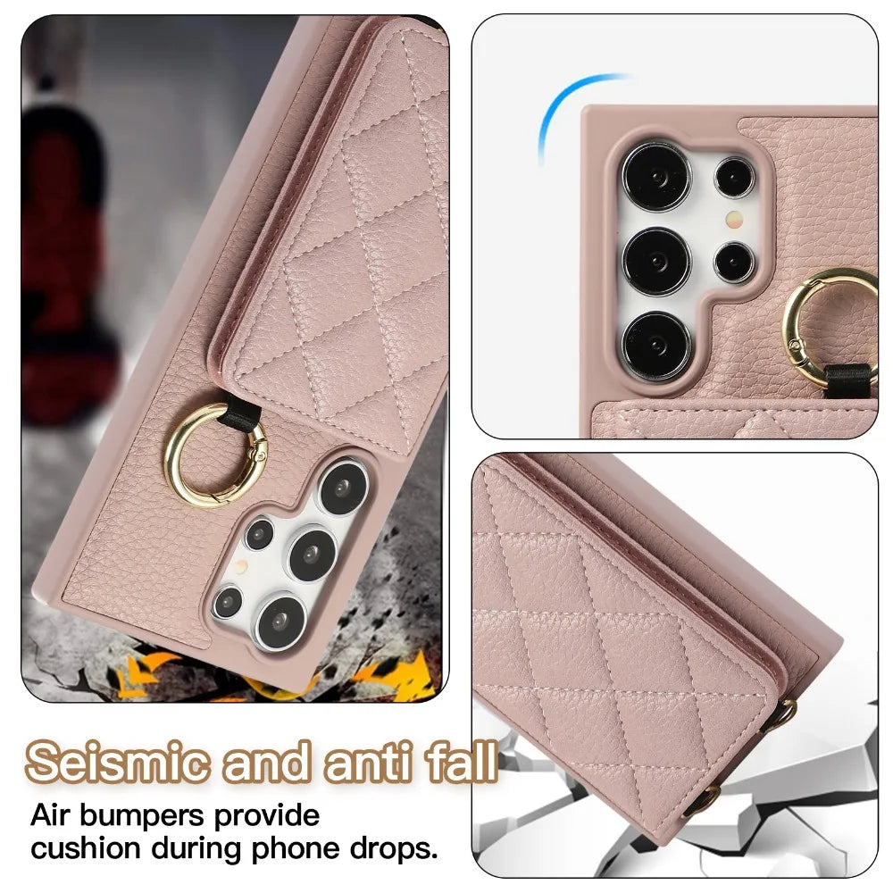 Protective Crossbody Leather Case with Card Holder for Samsung Galaxy S23 Series