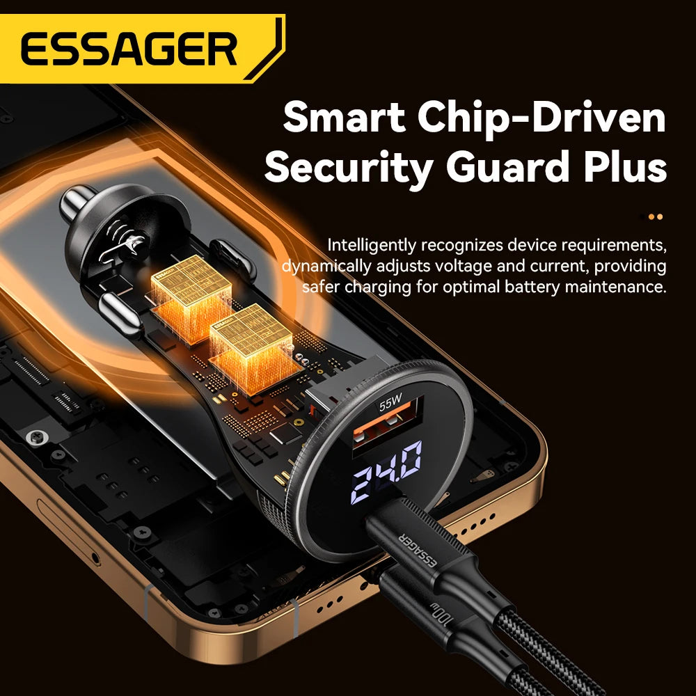 Essager 100W PD3.0 Dual Port Car Charger