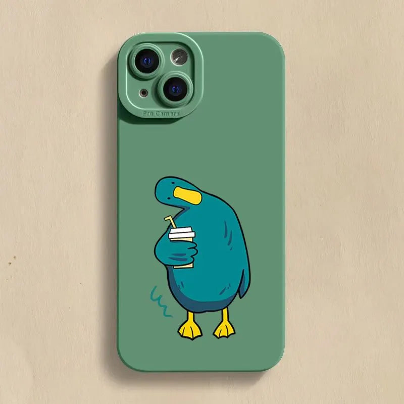 Cartoon Duck Shockproof Silicone Soft Case for iPhone 15 Series