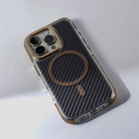 Carbon Fiber Pattern Shockproof MagSafe Bumper Case for iPhone 15 Series