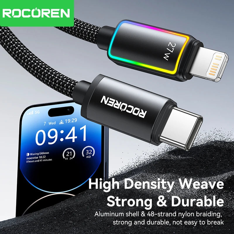 Rocoren PD 27W USB-C to Lightning Data Cable