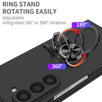 Magnetic Ring Plastic Phone Case with Hinge Protection for Samsung Galaxy Z Fold 5