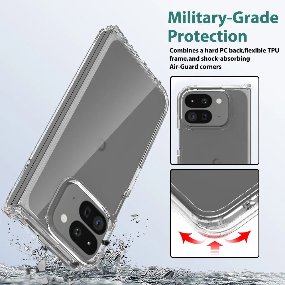 Airbag Shockproof Clear Case for Google Pixel 9 Pro Fold - Soft TPU + Acrylic