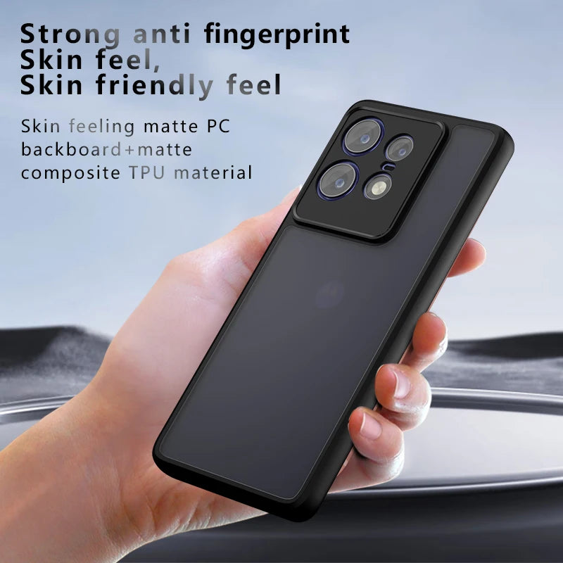 Shockproof Frosted Skin Feel Matte PC + TPU Anti-Fingerprint Transparent Case for Motorola Edge 50 Pro