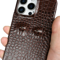 Vintage Genuine Leather Eye-Design Phone Case for iPhone 16 Series