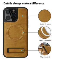 Luxury PU Leather MagSafe Case with Kickstand for iPhone 16 Pro & Pro Max – Stylish Versatility