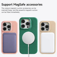 Luxury Natural Cowhide Leather MagSafe Case for iPhone 16 Series