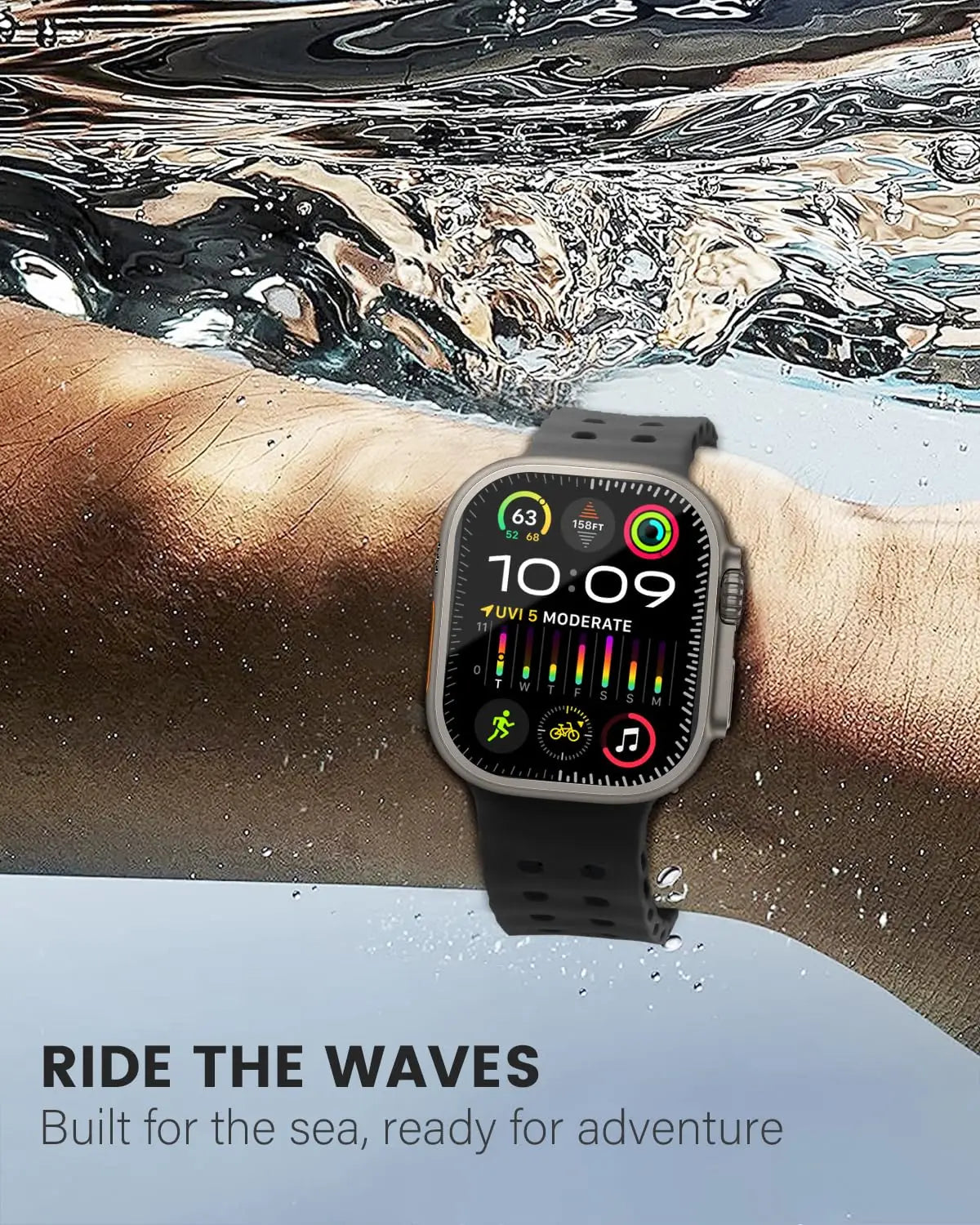 Marine-Grade Silicone Ocean Strap for Apple Watch