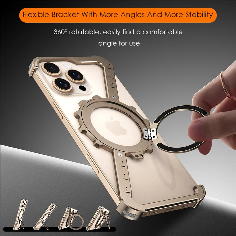 Z-Shaped Gear Design Aluminum Alloy Magnetic Case for iPhone 16 Series