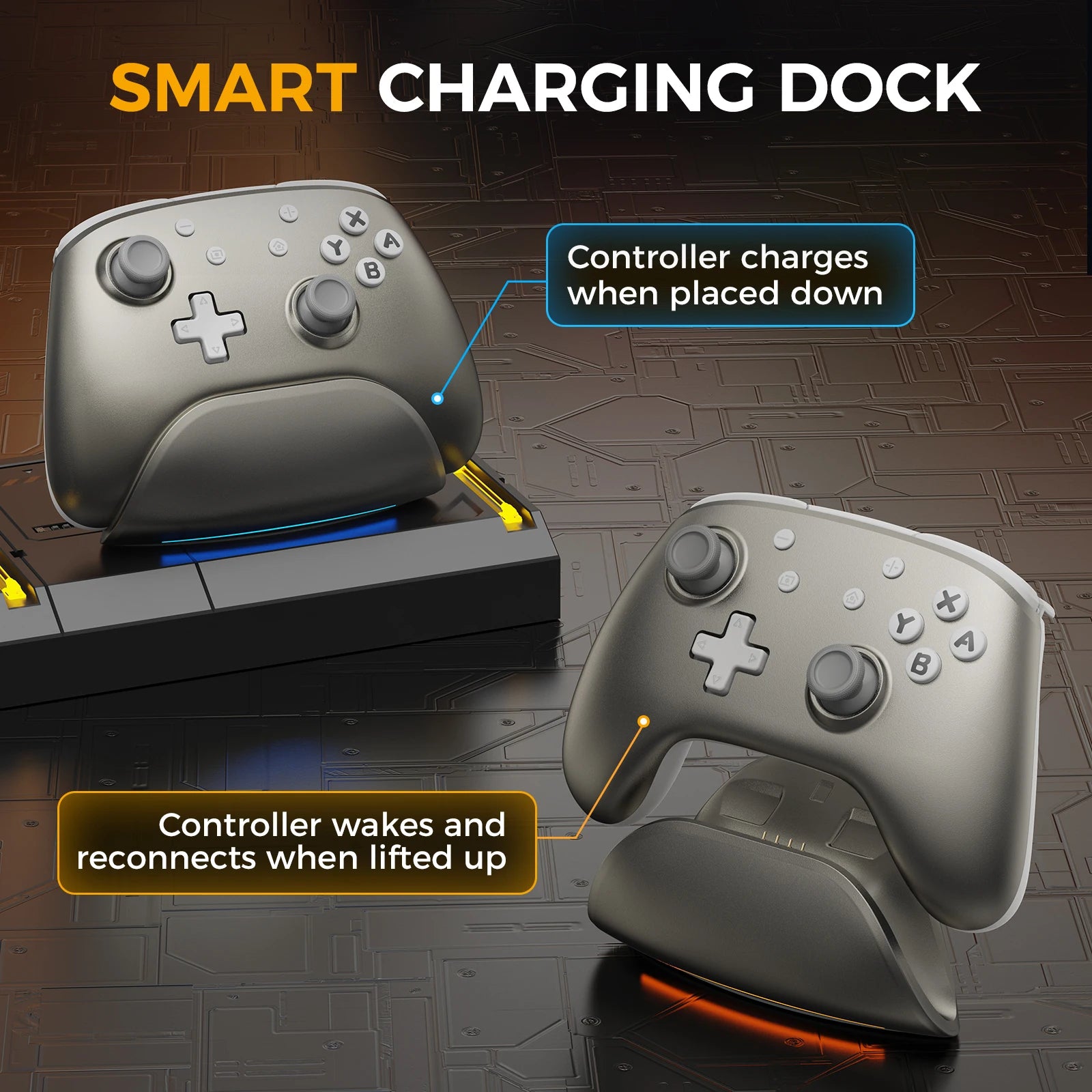 IINE Helios Gilded Silver Wireless Controller with Charging Dock