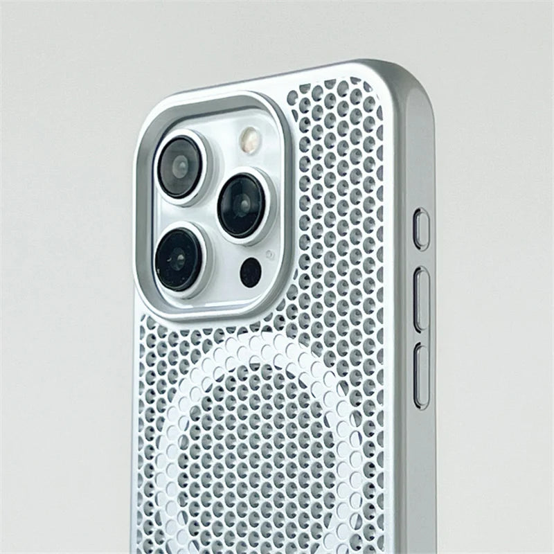 Sleek Metallic Heat Dissipation MagSafe Case for iPhone 15