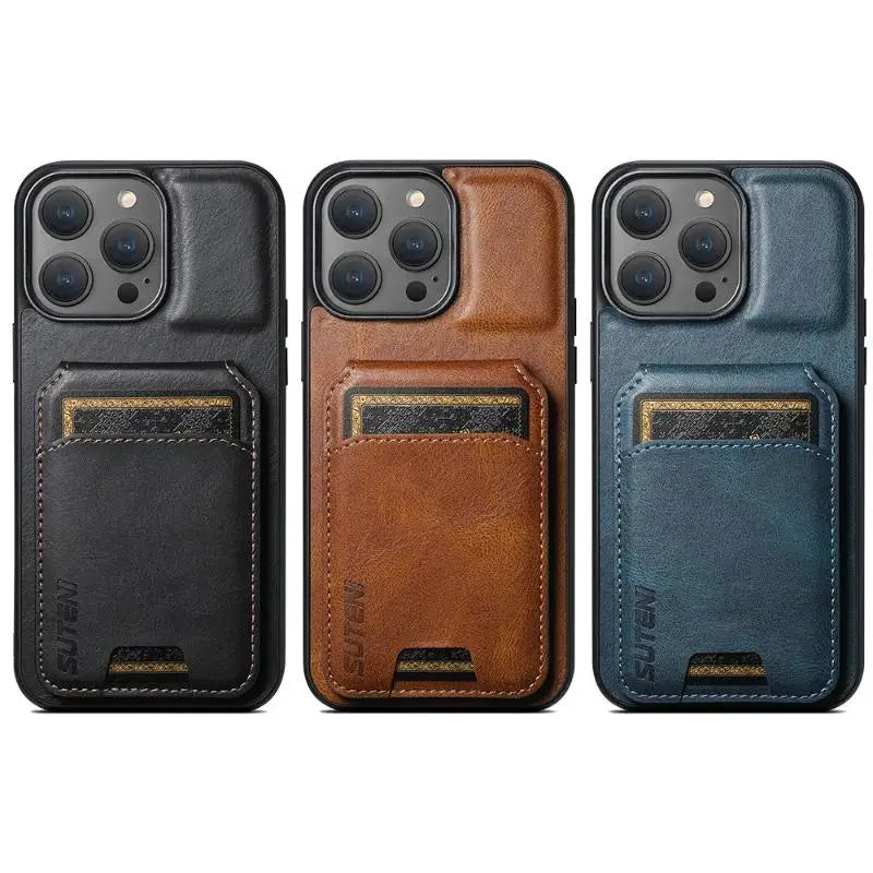 Shockproof Leather Wallet Case with Card Slots for iPhone 16 Series