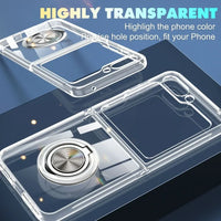 Shockproof Clear Case with Ring Holder Stand for Samsung Galaxy Z Flip 6