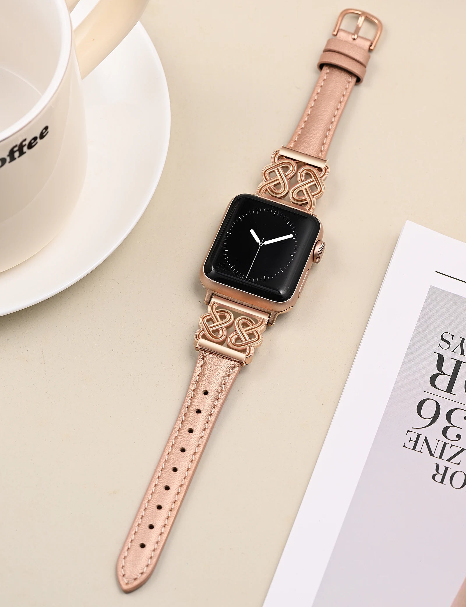 Dressy and Elegant Celtic Heart Knot Leather Band for Apple Watch