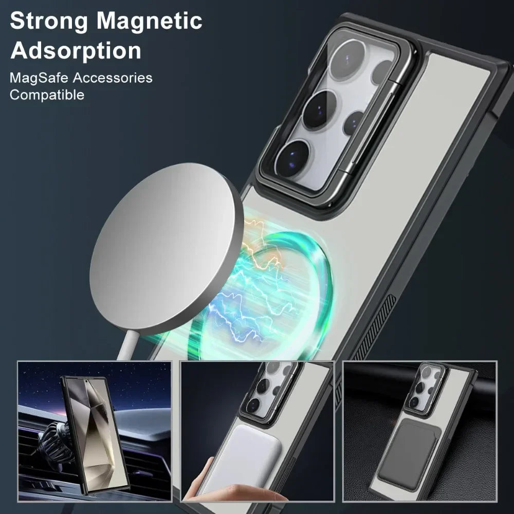 Magnetic Clear Phone Case with Lens Protection for Samsung Galaxy S25 Series