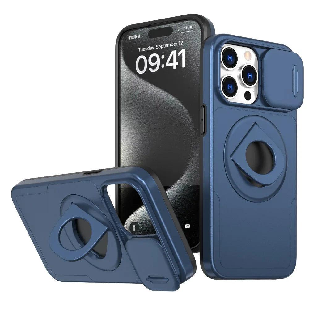 Sliding Camera Lens Cover MagSafe Holder Case for iPhone 15 Series