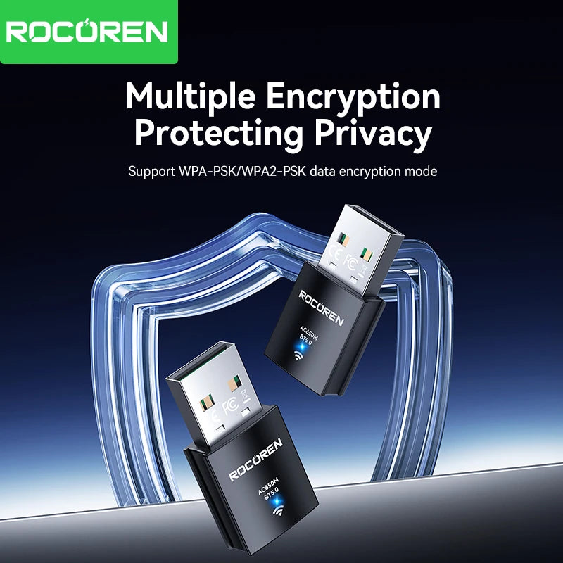 Rocoren 2-in-1 WiFi & Bluetooth USB Adapter