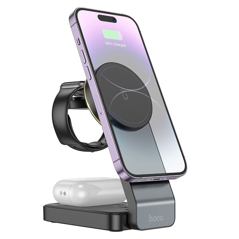 HOCO 3-in-1 Fast Charging Magnetic Wireless Charger Stand