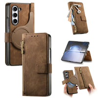 2-in-1 Magnetic RFID Zipper Leather Case for Samsung Galaxy Z Fold 6