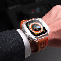 Transparent Luxury Case with Stainless Steel Buckle Band for Apple Watch