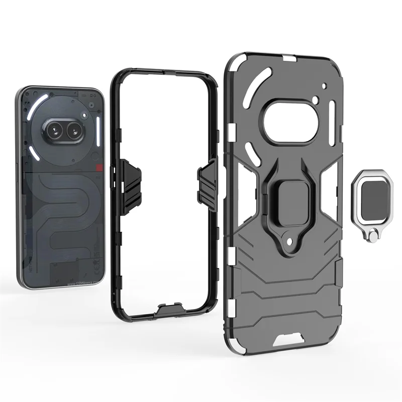 Rugged Armor Shockproof Case with Magnetic Metal Ring Holder for Nothing Phone 2a