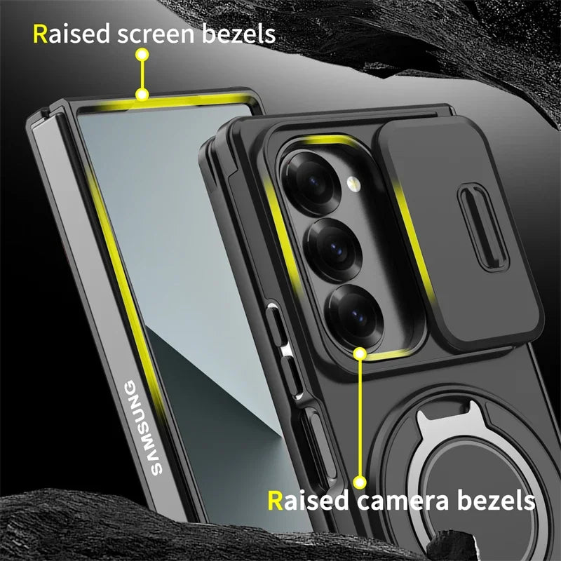 Heavy Duty Magnetic Armor Case with Ring Holder for Samsung Galaxy Z Fold 6