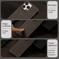 Retro Luxury Full Grain Cowhide Leather MagSafe Case for iPhone 16 Series