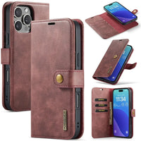 Detachable Magnetic Leather Wallet Case with Card Holder for iPhone 15 Series