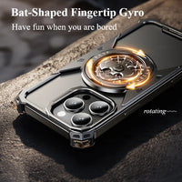 Frameless 360° Rotating Aluminum Phone Case with Bat Design  for iPhone 16 Pro and Pro Max