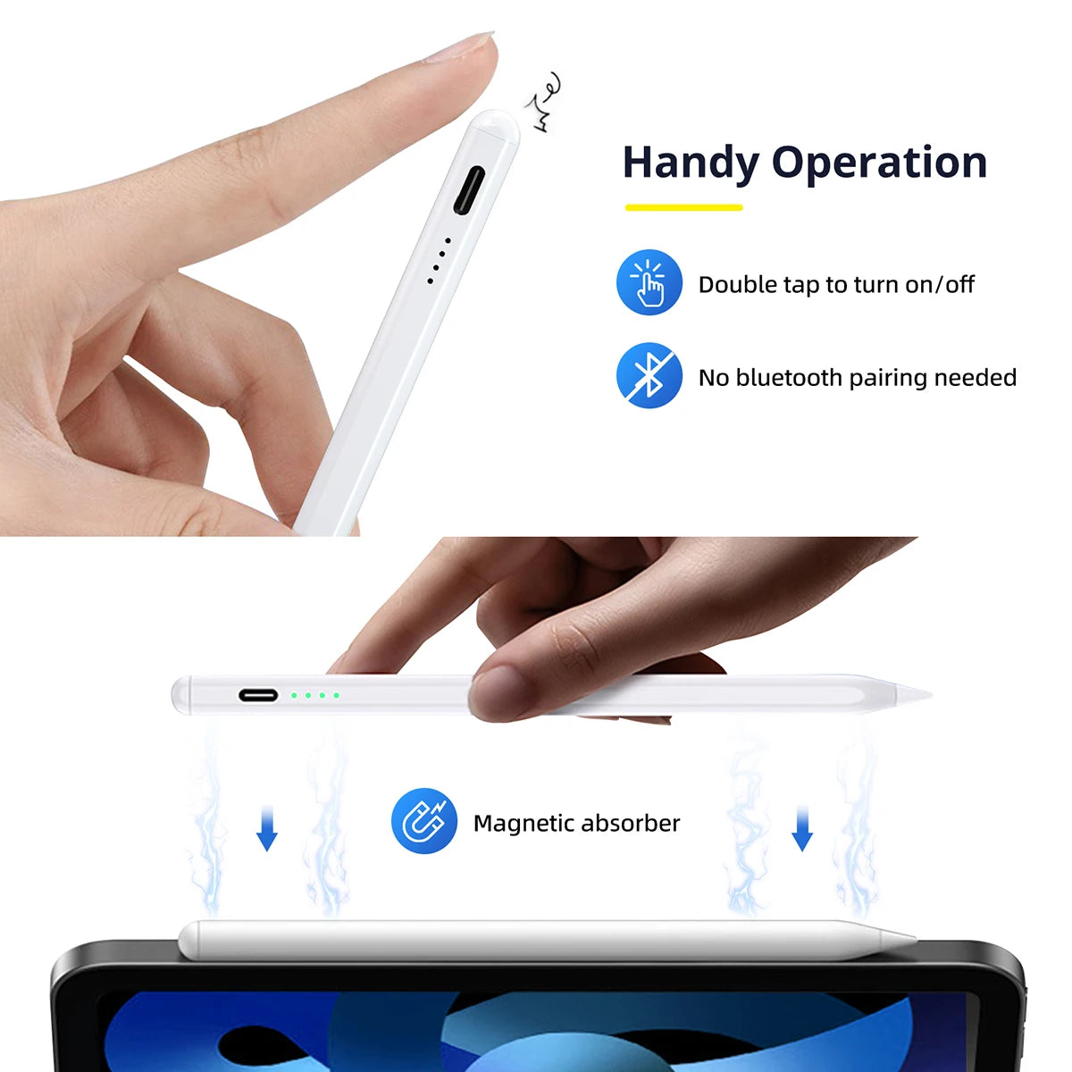 Fonken Universal Capacitive Stylus Pen with Palm Rejection and Fast Charging