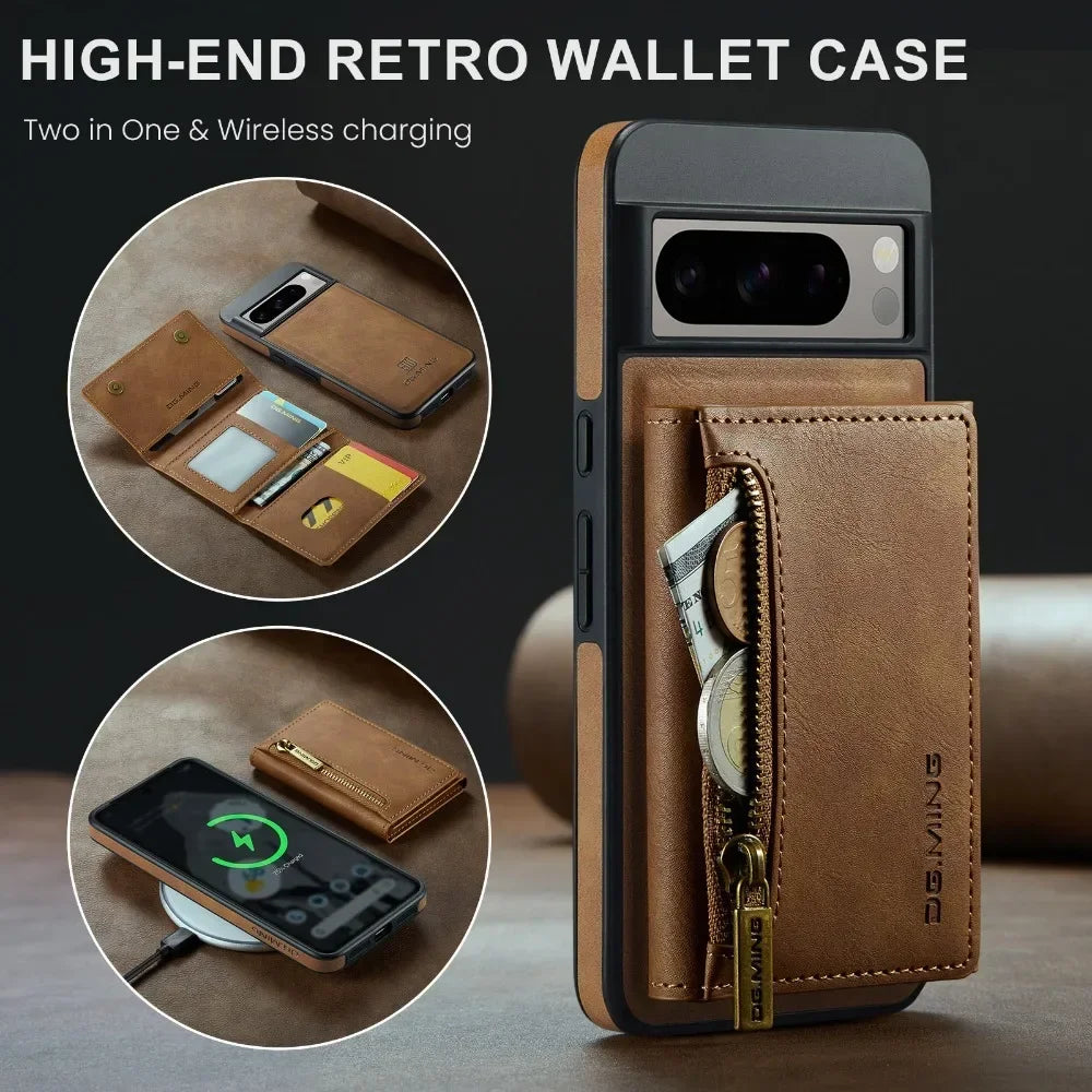 2-in-1 Detachable Magnetic Leather Case & Zipper Wallet for Google Pixel 8