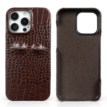 Vintage Genuine Leather Eye-Design Phone Case for iPhone 16 Series